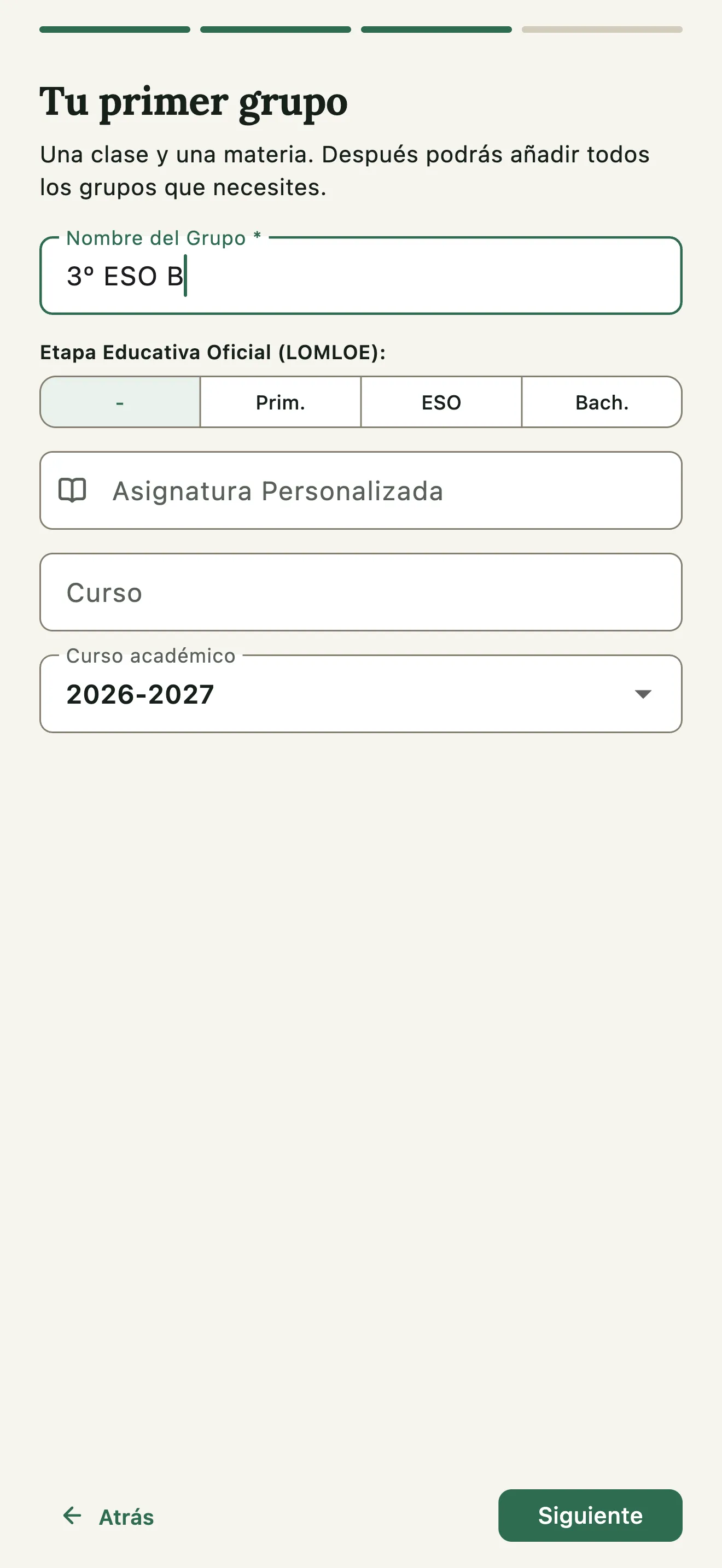 Asistente de primer uso: crea tu primer grupo